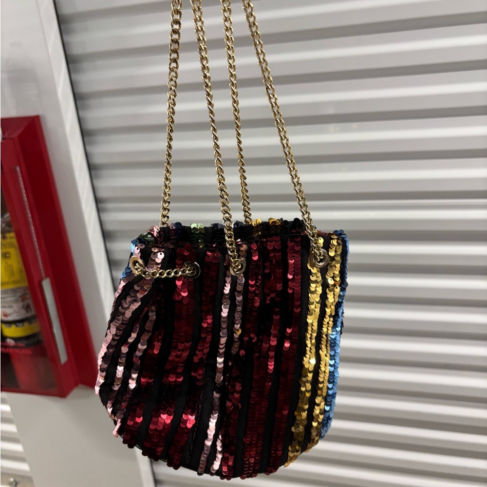 Express Red and Pink Mini Bag with Gold Chain
